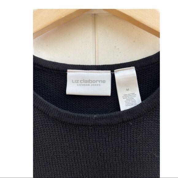 Liz Claiborne Black Tan Sweater Size M Knit Vest - Picture 8 of 8